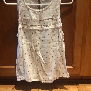 Hinge white cotton tank top with small pattern